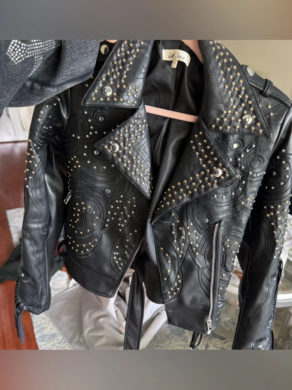 Little Lies fringed leather jacket size small - Picture 2 of 5